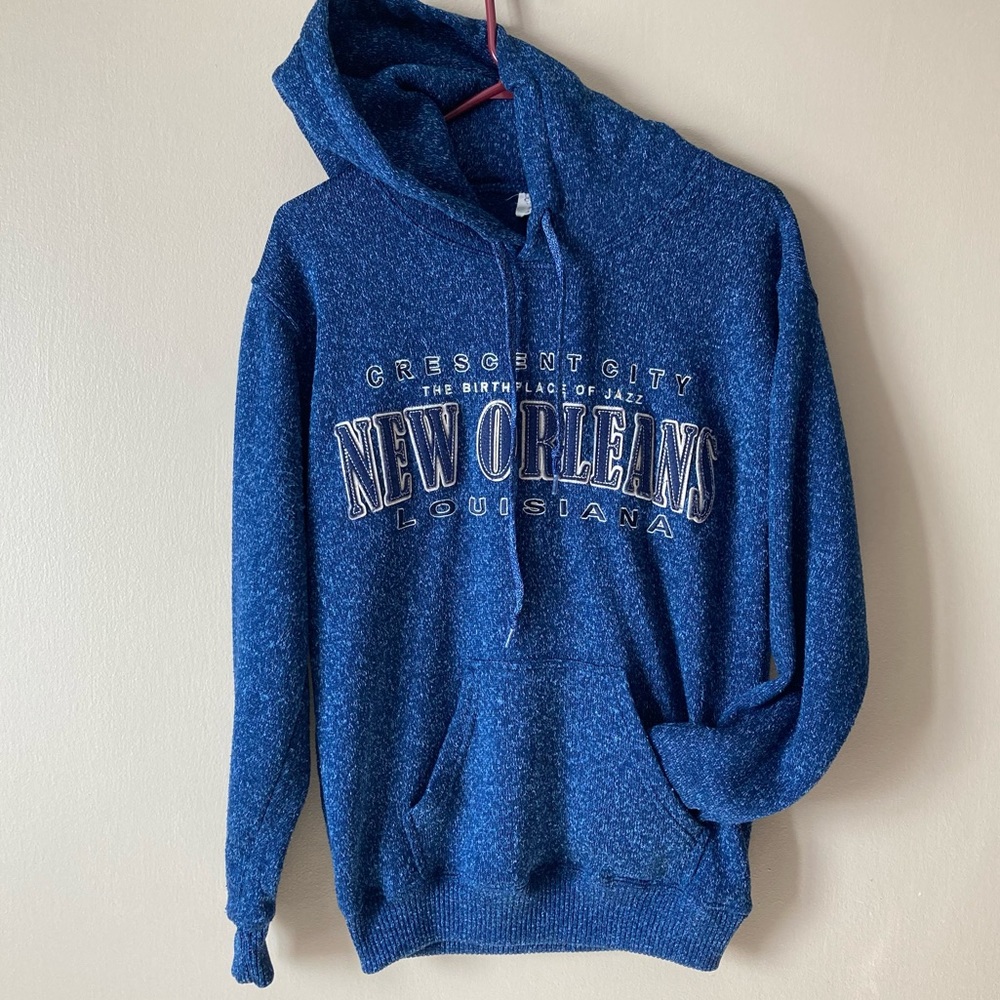New Orleans Hoodie Crescent City Home of Jazz Nice Blue Colour Comfy Unisex S